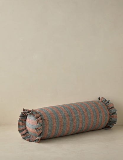 Coussin traversin à volants en lin Amaroso