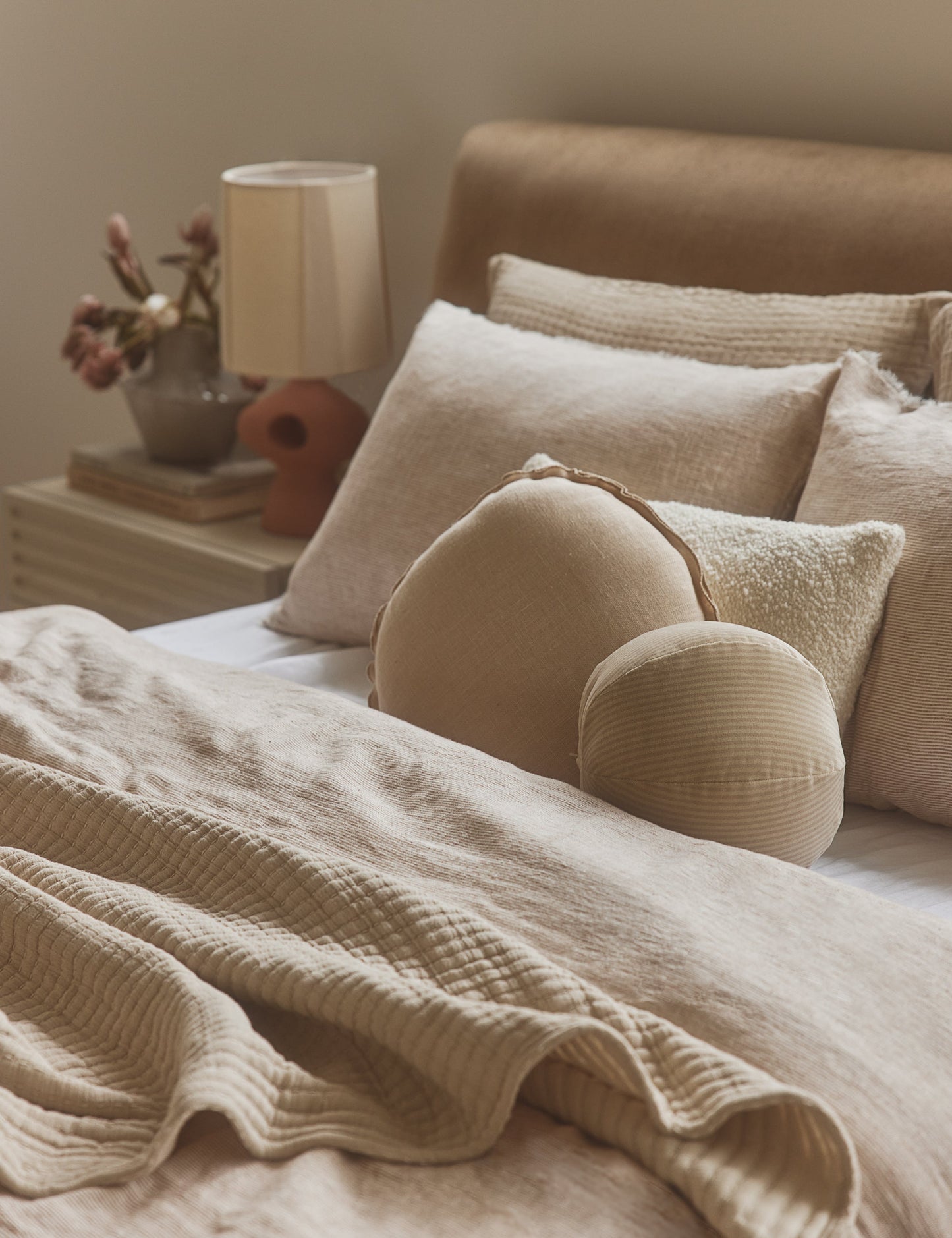 Oreiller rond en lin Arlo