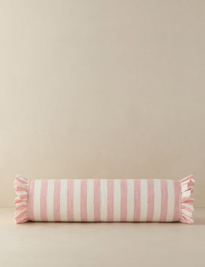 Coussin traversin à volants en lin Amaroso