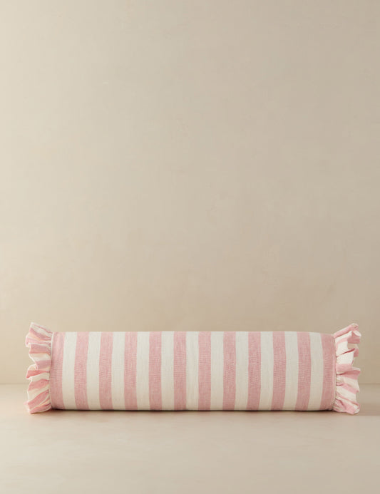 Coussin traversin à volants en lin Amaroso