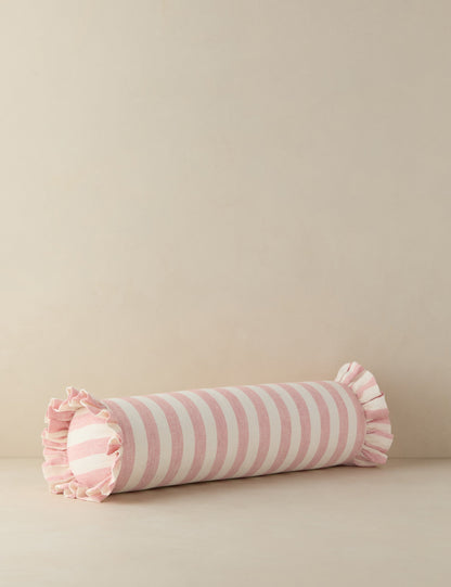 Coussin traversin à volants en lin Amaroso