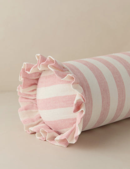 Coussin traversin à volants en lin Amaroso