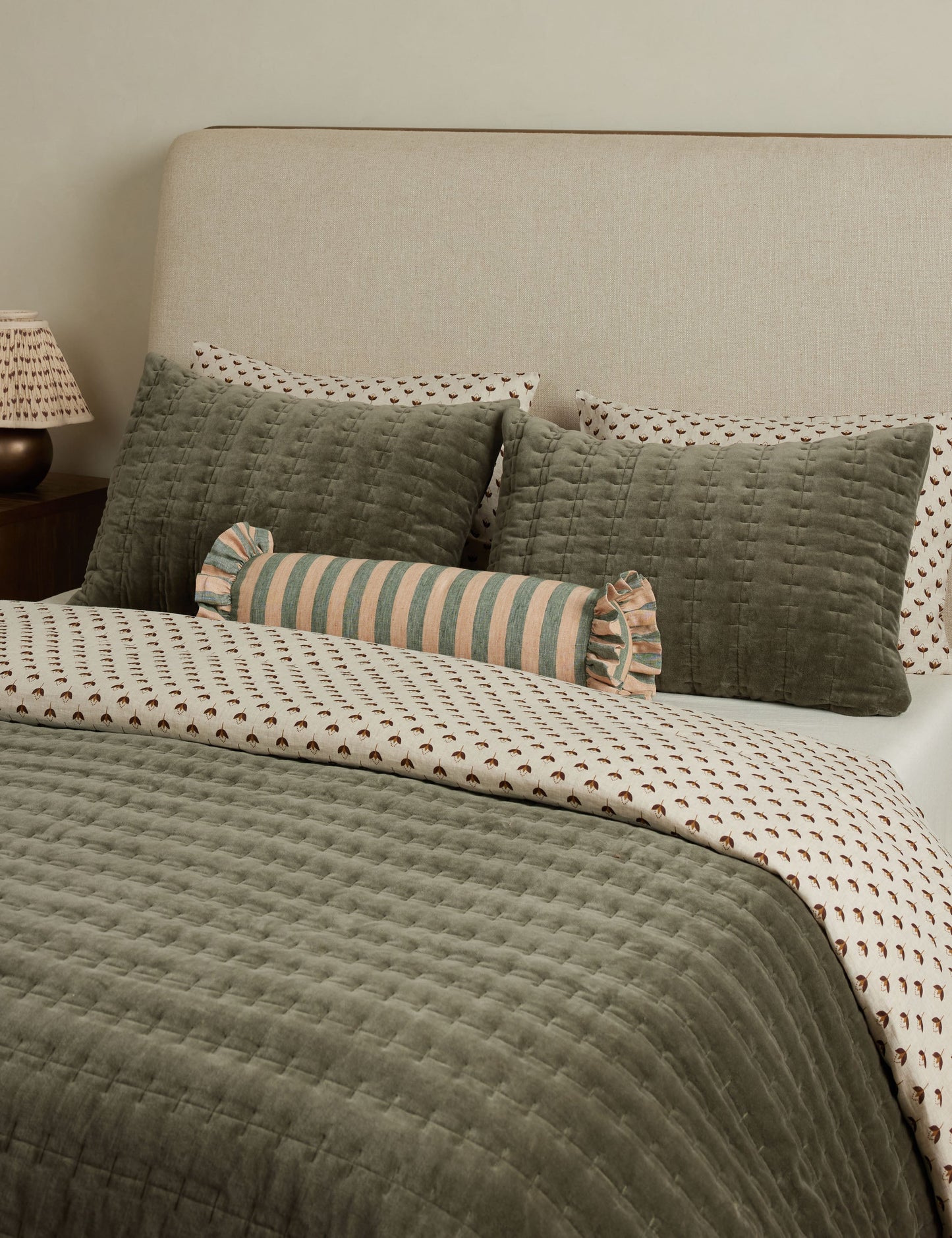 Taie d'oreiller matelassée en velours Anderson