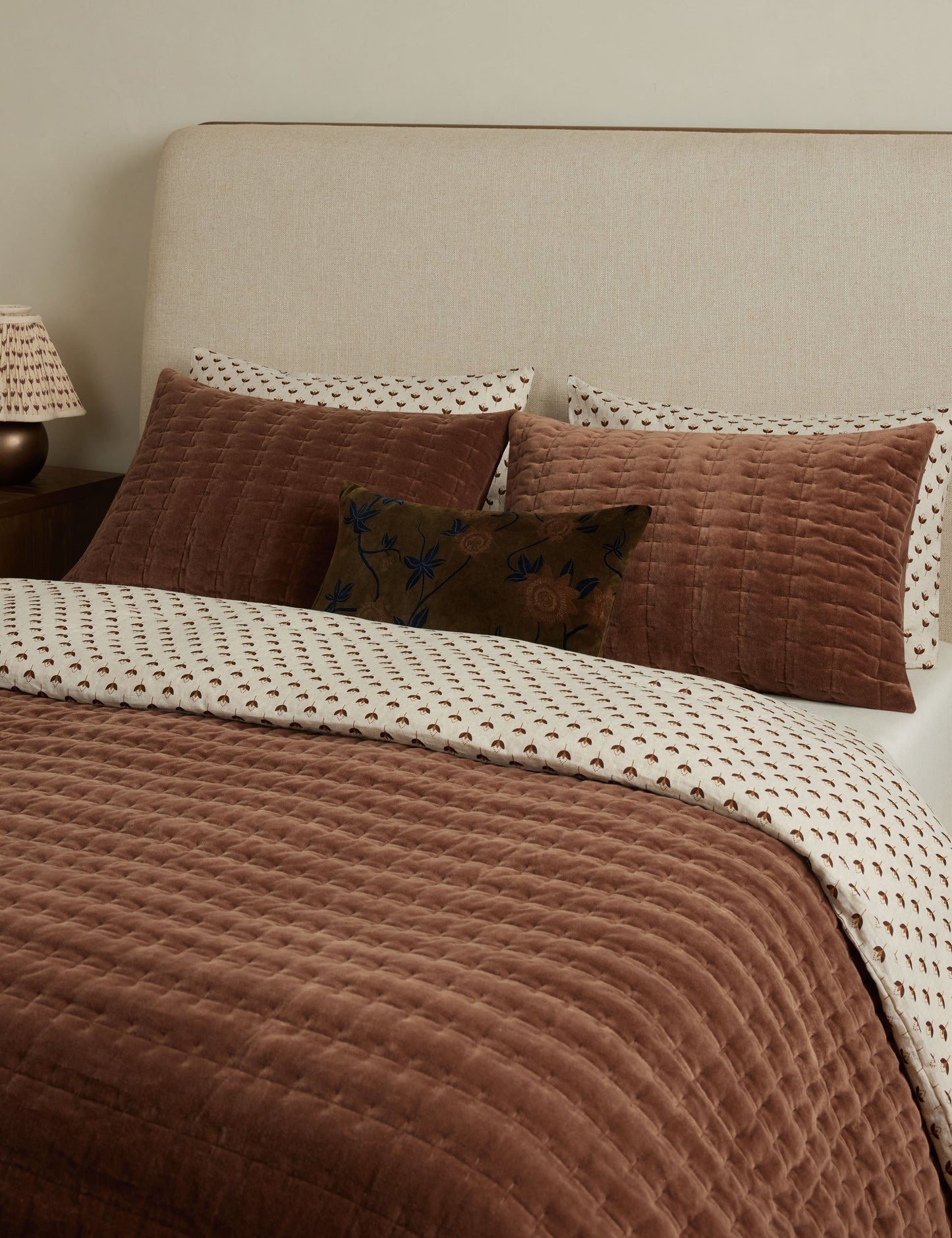 Taie d'oreiller matelassée en velours Anderson