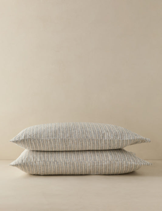 Ensemble de taies d'oreiller rayées Eadlin en lin européen®