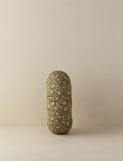 Coussin rond capitonné en lin et coton Fransen