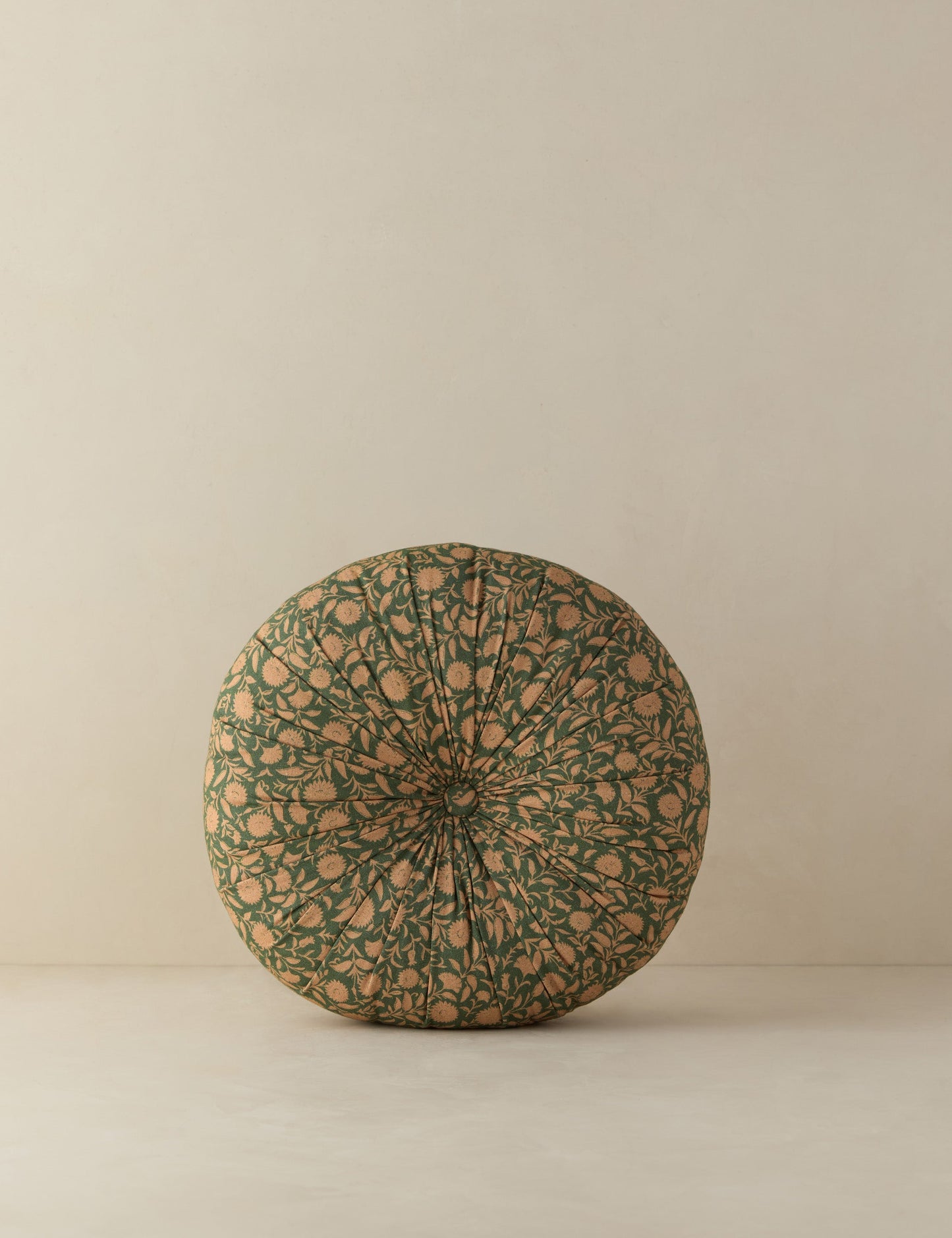 Coussin rond capitonné en lin et coton Fransen