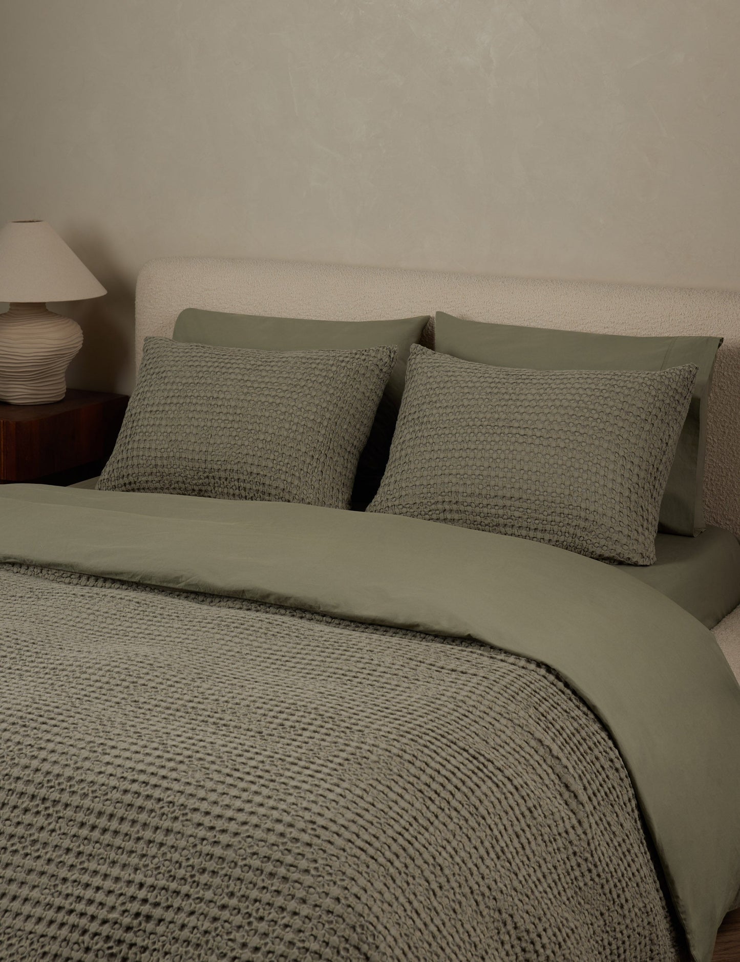 Taie d'oreiller Lenora en coton et lin texturé