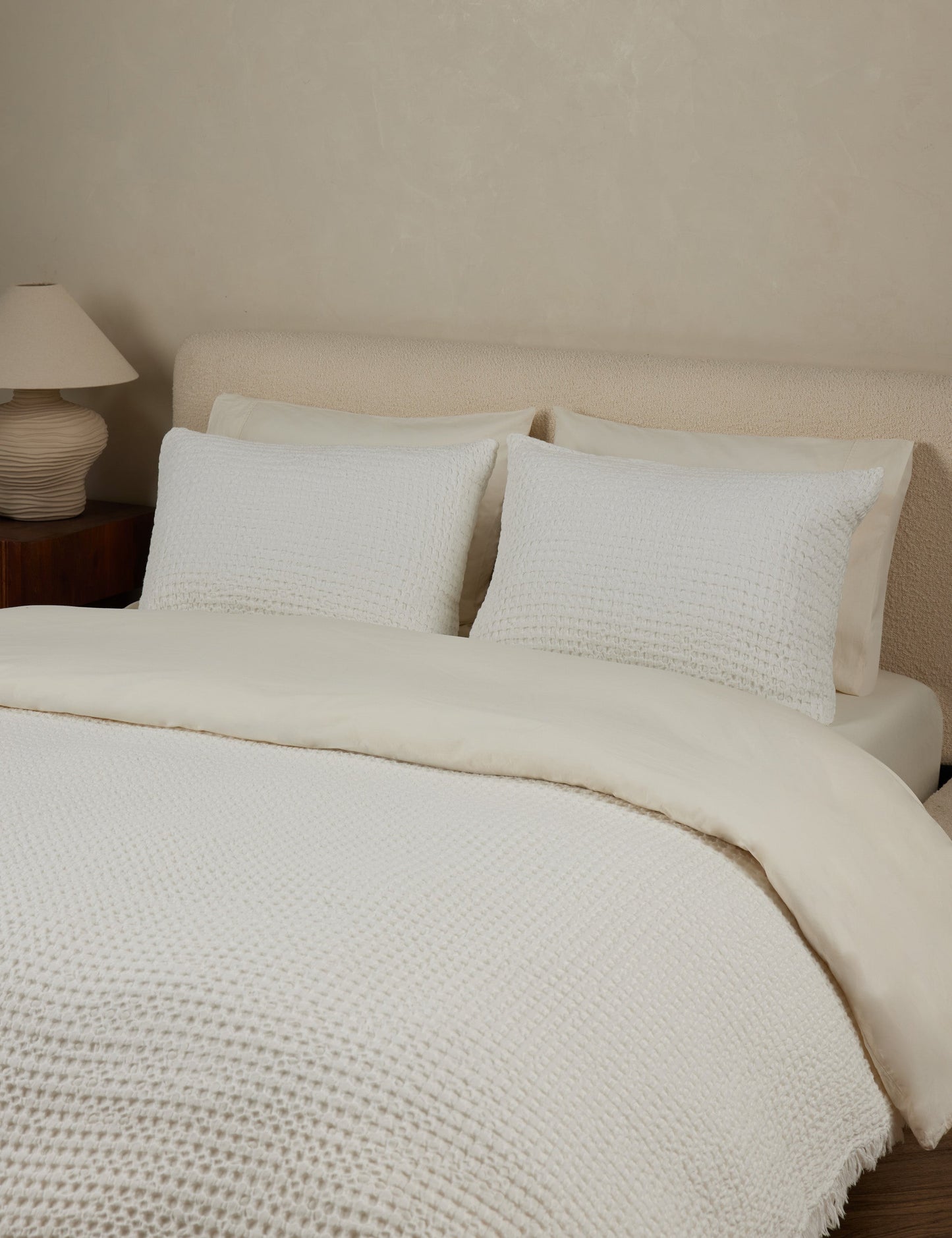 Taie d'oreiller Lenora en coton et lin texturé