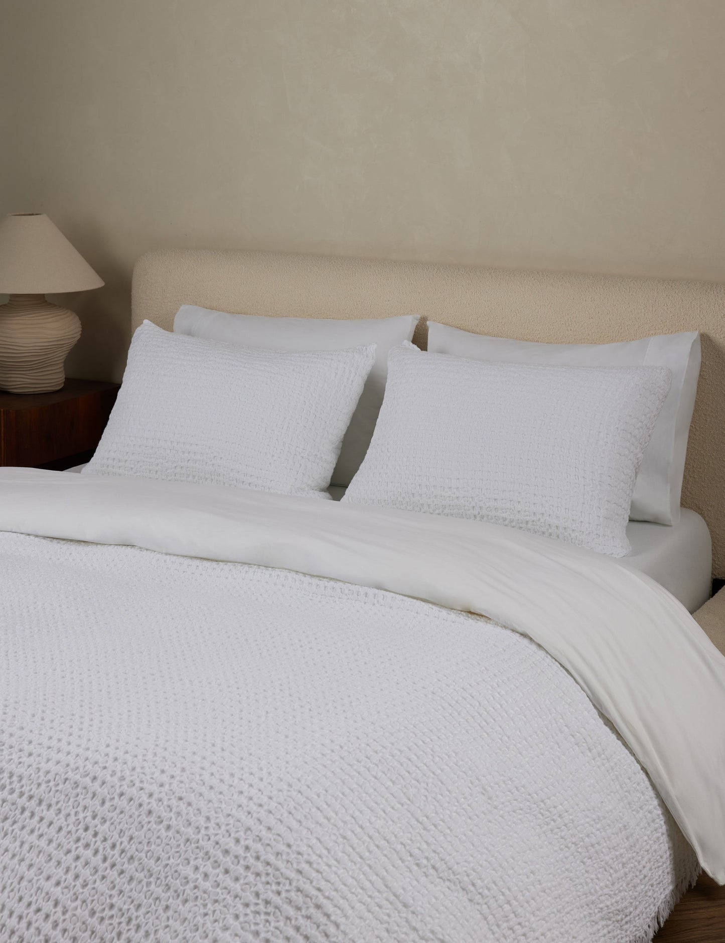 Taie d'oreiller Lenora en coton et lin texturé