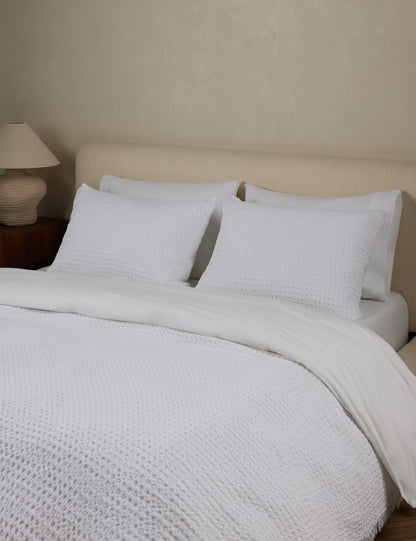 Taie d'oreiller Lenora en coton et lin texturé