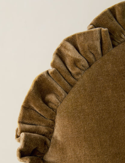 Coussin rond en velours Mauree