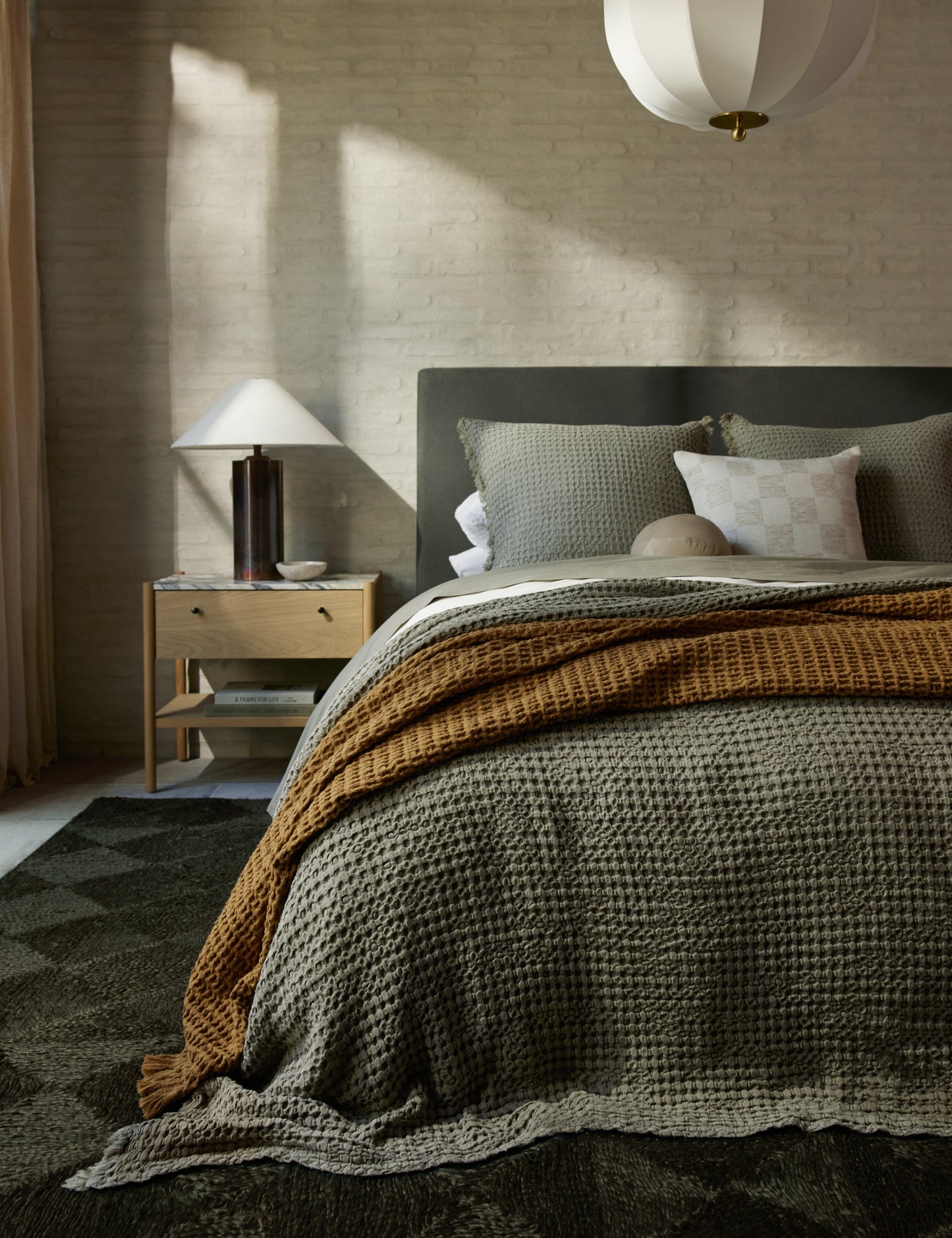 Taie d'oreiller Lenora en coton et lin texturé