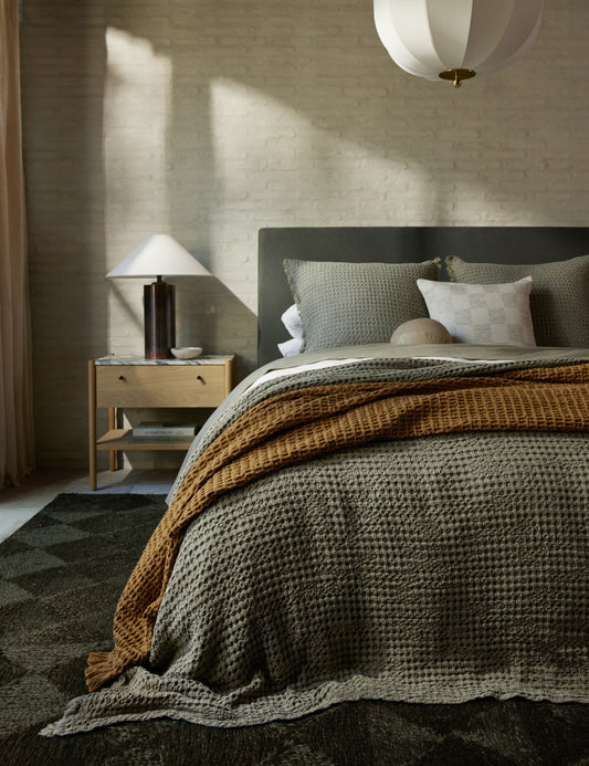 Taie d'oreiller Lenora en coton et lin texturé