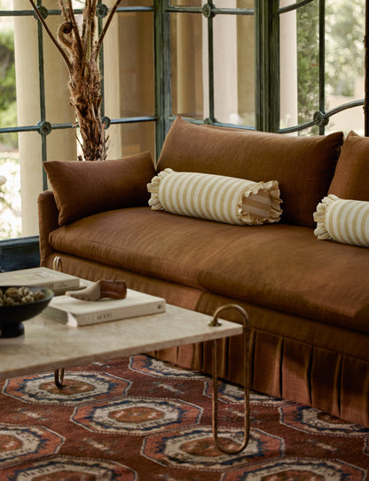 Coussin traversin à volants en lin Amaroso