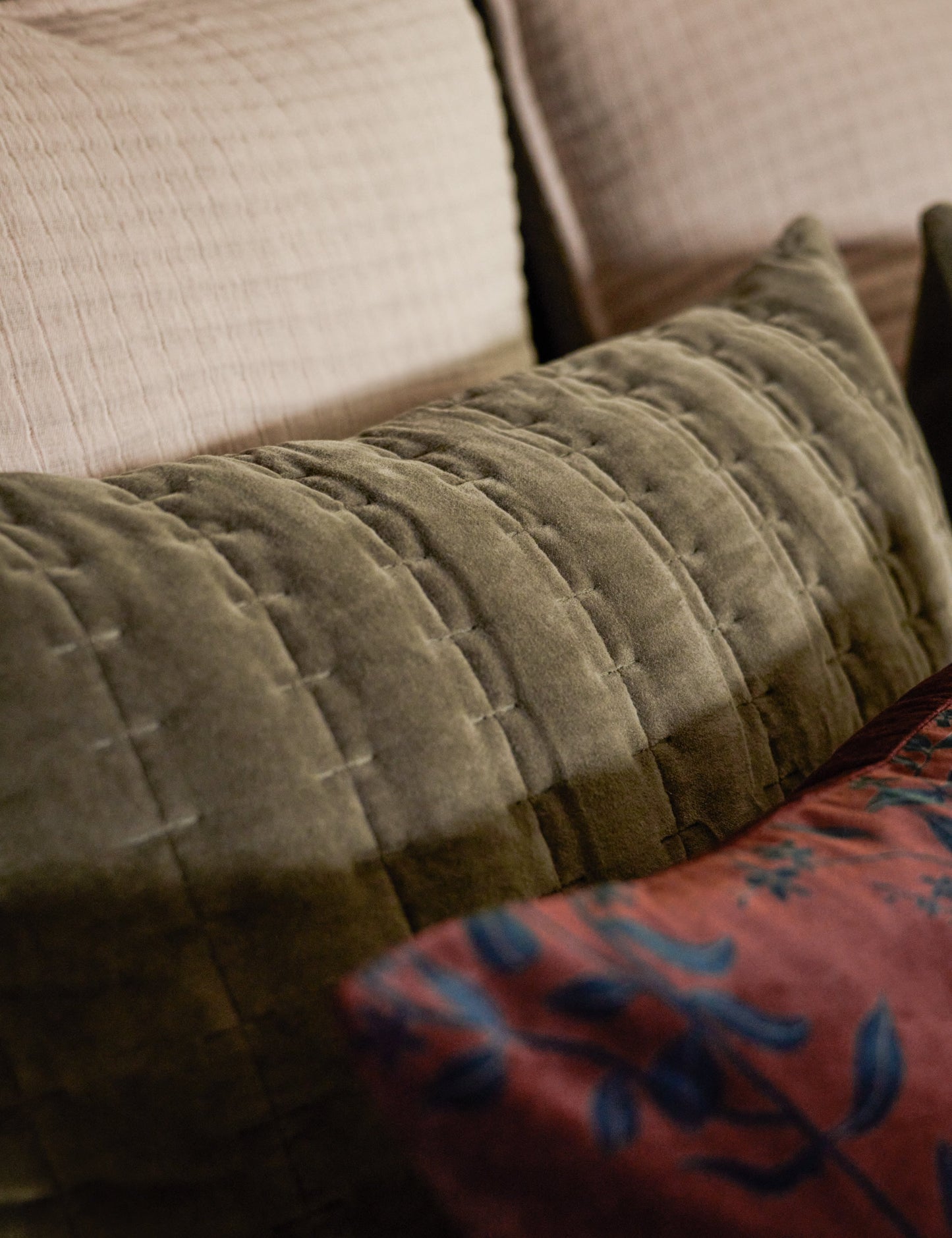 Taie d'oreiller matelassée en velours Anderson